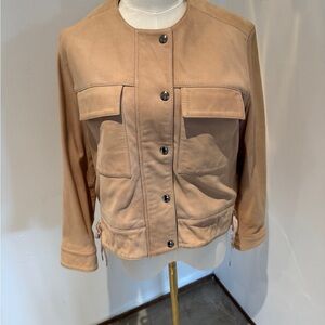 Women's Suede Utility Jacket - Beige
